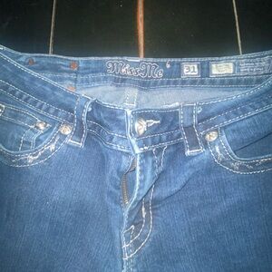 Miss Me Women's Blue Bootcut Jeans with Contrast Stitching